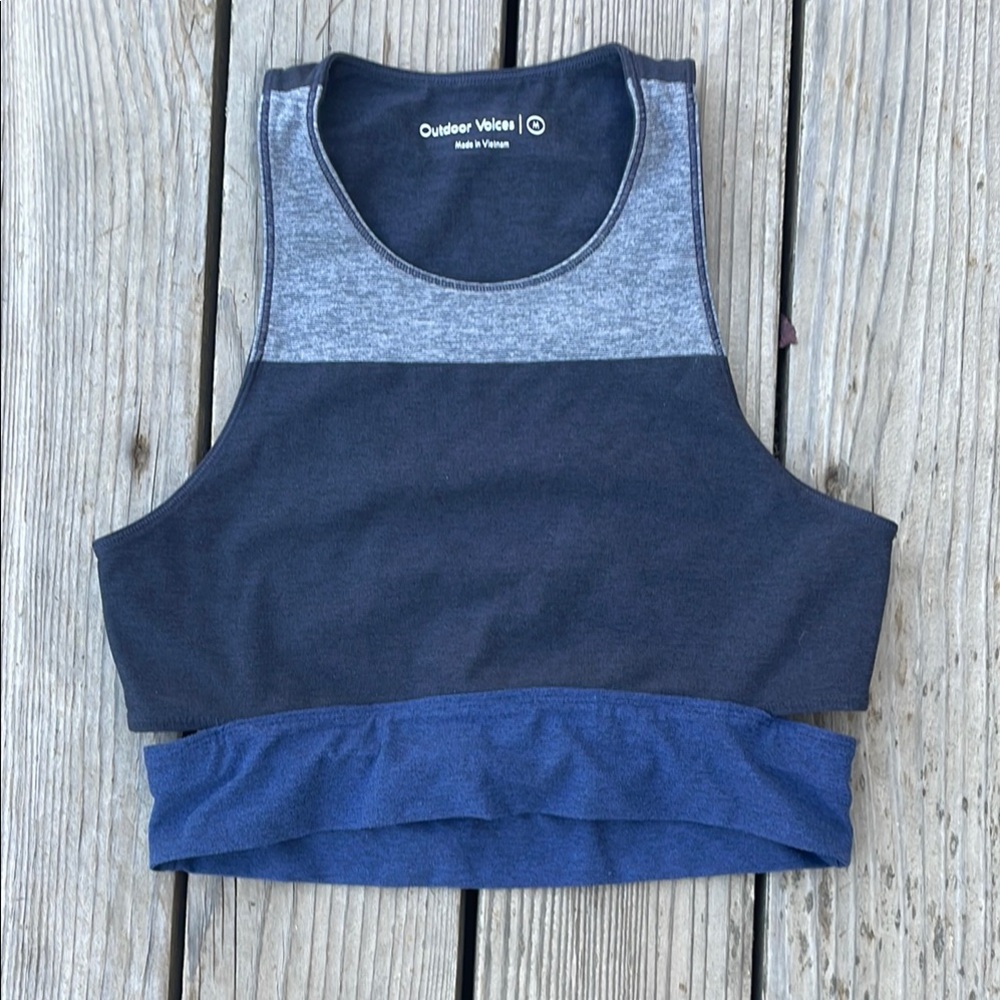 Outdoor Voices Women's Colorblock Crop Top - Gray and Blue